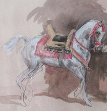 Load image into Gallery viewer, Antoine de la Boulaye Oriental Horseman Leading a White Horse or Stallion Signed
