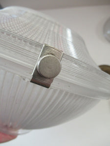 Three Part Holophane Prismatic Hanging Pendant Light Shade 1920s