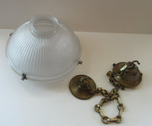 Load image into Gallery viewer, Three Part Holophane Prismatic Hanging Pendant Light Shade 1920s
