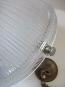 Three Part Holophane Prismatic Hanging Pendant Light Shade 1920s