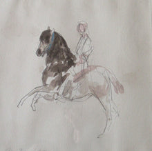 Load image into Gallery viewer, Antoine de la Boulaye Vintage Drawing of a Man on a Horse. Signed in Pencil. Contemporary French Art
