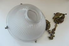 Load image into Gallery viewer, Three Part Holophane Prismatic Hanging Pendant Light Shade 1920s
