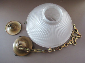Three Part Holophane Prismatic Hanging Pendant Light Shade 1920s