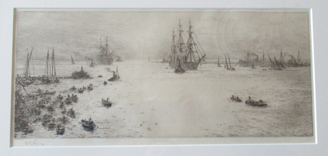 1913 Drypoint Etching by Wyllie Bay of Naples Pencil Signed