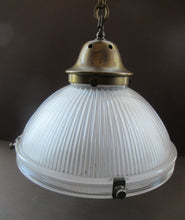 Load image into Gallery viewer, Three Part Holophane Prismatic Hanging Pendant Light Shade 1920s
