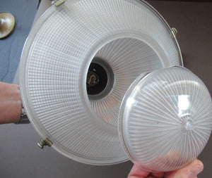 Three Part Holophane Prismatic Hanging Pendant Light Shade 1920s