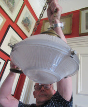 Load image into Gallery viewer, Three Part Holophane Prismatic Hanging Pendant Light Shade 1920s
