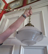 Load image into Gallery viewer, Three Part Holophane Prismatic Hanging Pendant Light Shade 1920s
