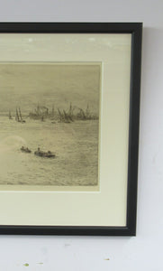1913 Drypoint Etching by Wyllie Bay of Naples Pencil Signed