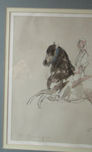 Load image into Gallery viewer, Antoine de la Boulaye Vintage Drawing of a Man on a Horse. Signed in Pencil. Contemporary French Art
