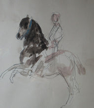 Load image into Gallery viewer, Antoine de la Boulaye Vintage Drawing of a Man on a Horse. Signed in Pencil. Contemporary French Art
