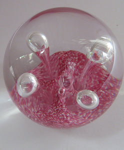 SCOTTISH PAPERWEIGHT: Vintage Caithness Paperweight: MOONFLOWER by Colin Terris. Pink Version