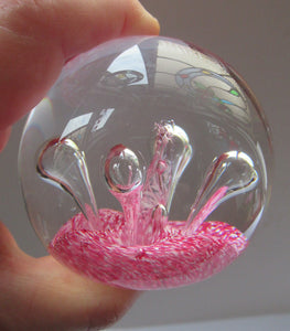 SCOTTISH PAPERWEIGHT: Vintage Caithness Paperweight: MOONFLOWER by Colin Terris. Pink Version