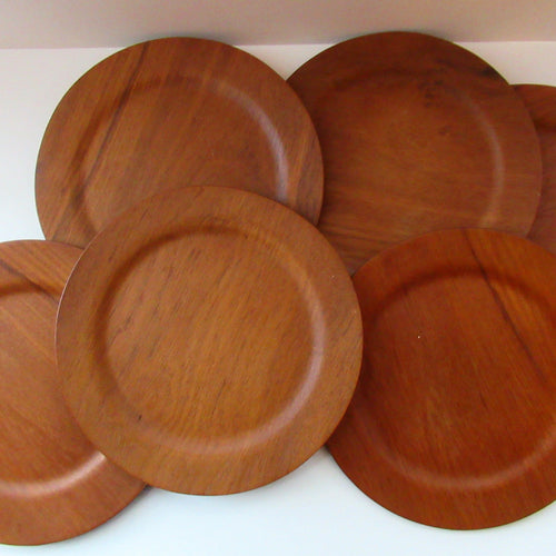 Set of Six Vintage 1960s Danish DIGSMED Danish Teak Plates