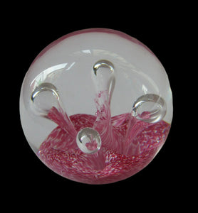 SCOTTISH PAPERWEIGHT: Vintage Caithness Paperweight: MOONFLOWER by Colin Terris. Pink Version