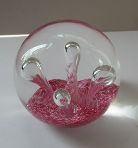 SCOTTISH PAPERWEIGHT: Vintage Caithness Paperweight: MOONFLOWER by Colin Terris. Pink Version