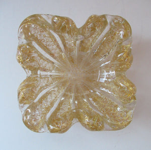 Large 1950s Barovier & Toso MURANO 'Cordonato d'Oro' gold leaf glass bowl