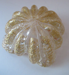 Large 1950s Barovier & Toso MURANO 'Cordonato d'Oro' gold leaf glass bowl