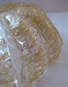 Large 1950s Barovier & Toso MURANO 'Cordonato d'Oro' gold leaf glass bowl