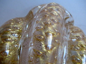 Large 1950s Barovier & Toso MURANO 'Cordonato d'Oro' gold leaf glass bowl