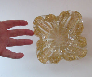 Large 1950s Barovier & Toso MURANO 'Cordonato d'Oro' gold leaf glass bowl
