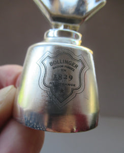 Vintage Bolinger Champagne Bottle Stopper. Vintage Silver Plate