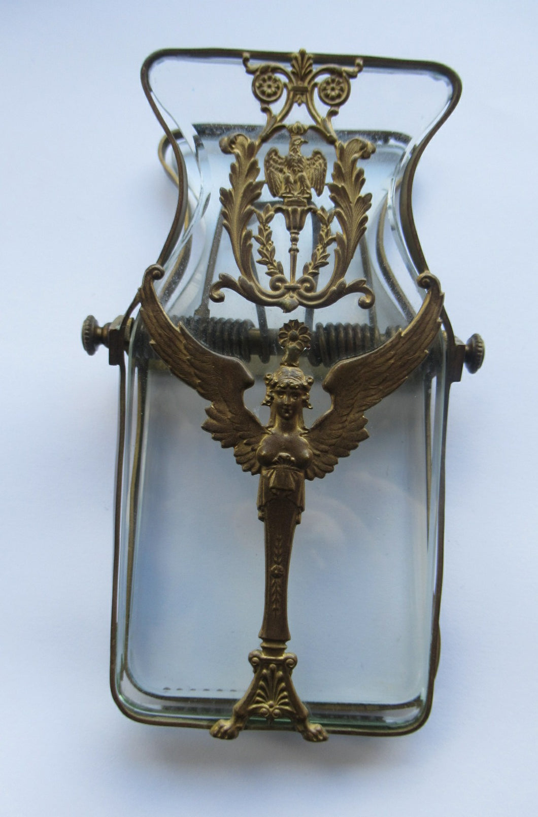 French Empire Desk Clip Crystal and Ormolu Bronze Winged Lady and French Eagle