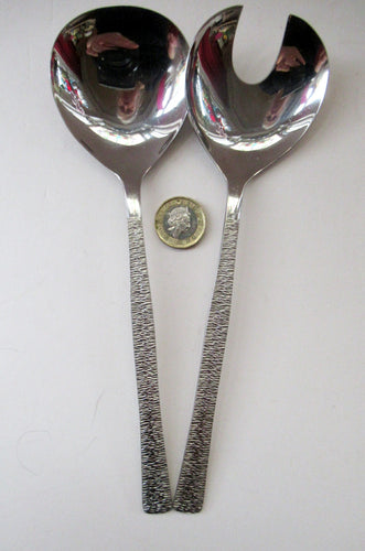 Vintage 1960s Gerald Benney Studio Salad Servers Stainless Steel