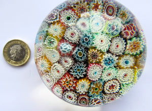 1960s Fratelli Toso Millefiori Closepack Carpet Paperweight