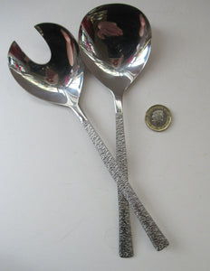Vintage 1960s Gerald Benney Studio Salad Servers Stainless Steel