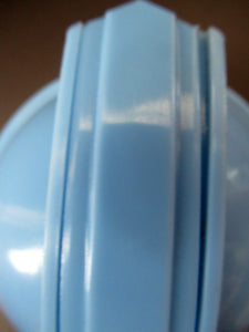 1950s Glass Flask with Blue Bakelite Lid & Handle. BRAEMAR Whisky Advertising