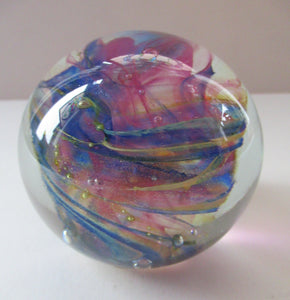1970s Isle of Wight Paperweight. Michael Harris with Flame Pontil