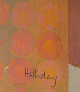 Irene Halliday - Geraniums on a Window Ledge - Watercolour and Gouache on Board