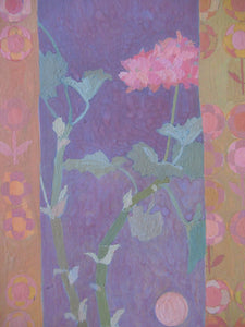 Irene Halliday - Geraniums on a Window Ledge - Watercolour and Gouache on Board