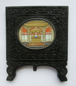 19th Century Anglo Indian Delhi Miniature Carved Ebony Frame