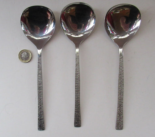 Gerald Benney Viners Studio Three Serving Spoons Stainless Steel 1960s
