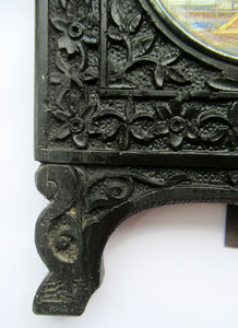 19th Century Anglo Indian Delhi Miniature Carved Ebony Frame