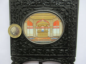 19th Century Anglo Indian Delhi Miniature Carved Ebony Frame