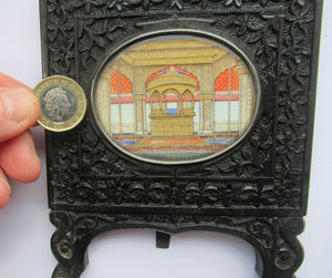 19th Century Anglo Indian Delhi Miniature Carved Ebony Frame