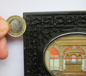 19th Century Anglo Indian Delhi Miniature Carved Ebony Frame