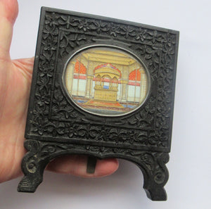 19th Century Anglo Indian Delhi Miniature Carved Ebony Frame