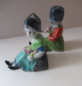 Vintage 1930s / 1940s Ceramic DUTCH Boy and Girl Pair of Bookends 