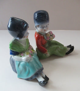 Vintage 1930s / 1940s Ceramic DUTCH Boy and Girl Pair of Bookends 