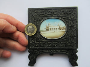 19th Century Anglo Indian Delhi Miniature Carved Ebony Frame