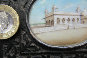 19th Century Anglo Indian Delhi Miniature Carved Ebony Frame