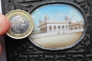 19th Century Anglo Indian Delhi Miniature Carved Ebony Frame