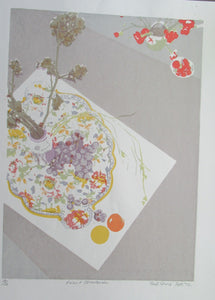 Bel Cowie Screenprint Pinks and Strawberries 1976 Scottish Art