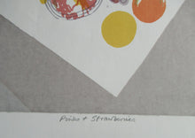 Load image into Gallery viewer, Bel Cowie Screenprint Pinks and Strawberries 1976 Scottish Art
