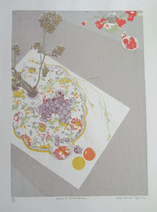 Bel Cowie Screenprint Pinks and Strawberries 1976 Scottish Art