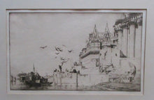 Load image into Gallery viewer, Lumsden Feeding the Birds Etching Temple on the River Ganges 1921 Signed
